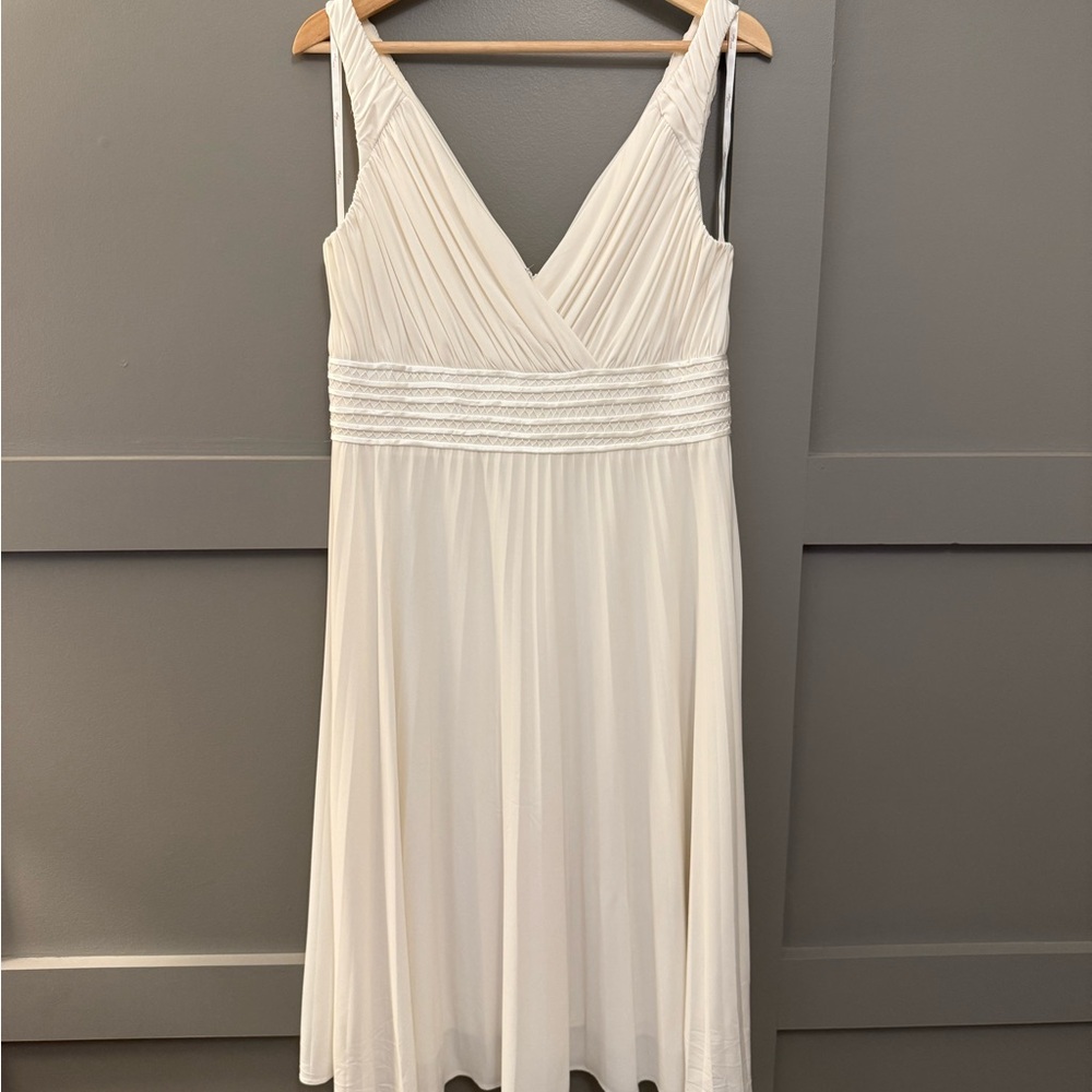 Suzi Chin Ivory Pleated Midi Dress